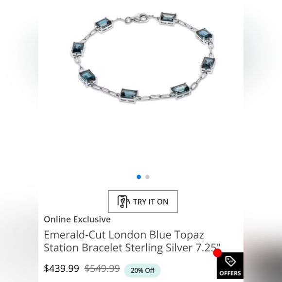 Genuine London Blue Topaz Bracelet in Platinum over Sterling Silver NEW - Picture 5 of 6
